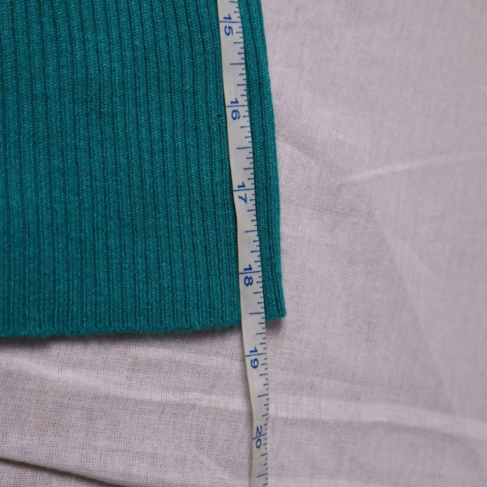 Beechers Brook Womens Teal Green V-Neck Ribbed Hem Short Sleeve Knit Top Medium - Picture 8 of 9